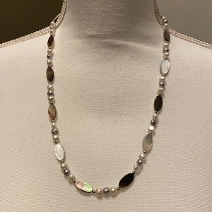 ♻️✅Womens cultured pearls & oval necklacesilver♻️✅